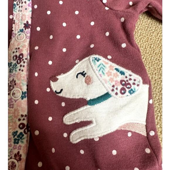 Carter's Baby Girl NB Plum Polka Dot Puppy Sleep and Play One Piece Size NB - Picture 3 of 4
